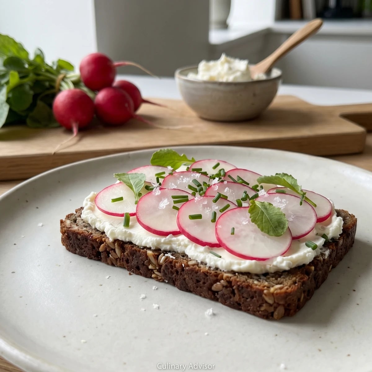 Rygeostmad med Radiser og Purlog