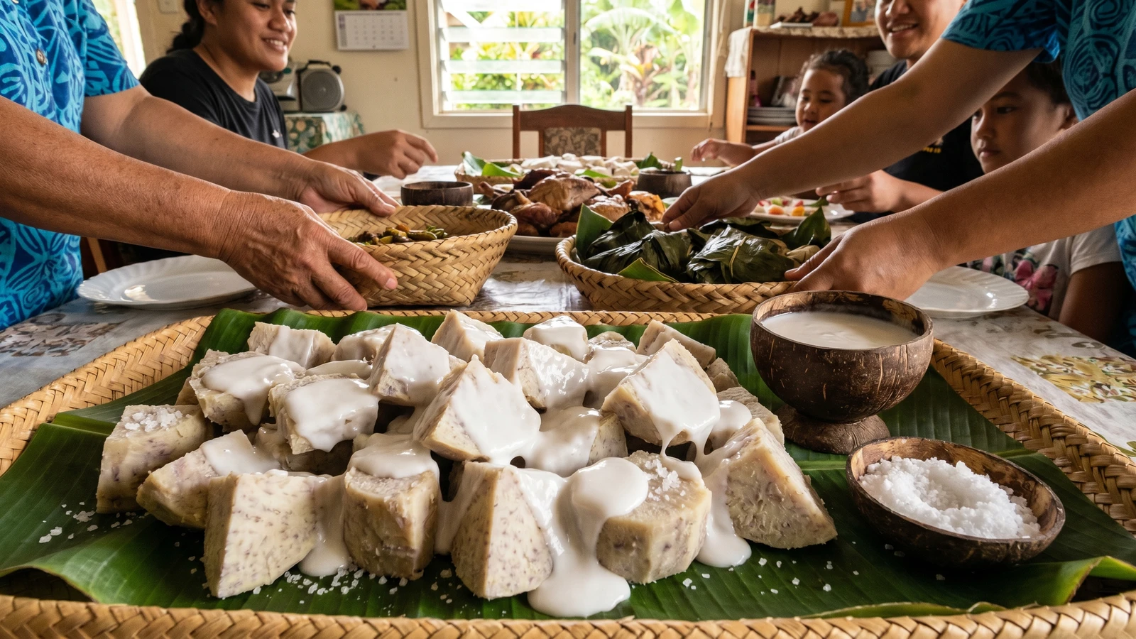 ʻUfi (Boiled Tongan Yam with Lolo Niu)