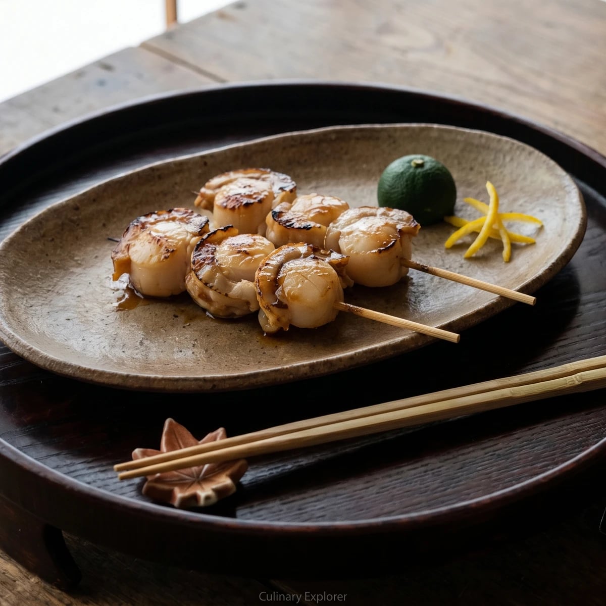 Grilled Scallop Skewers (帆立串焼き, Hotate Kushiyaki)