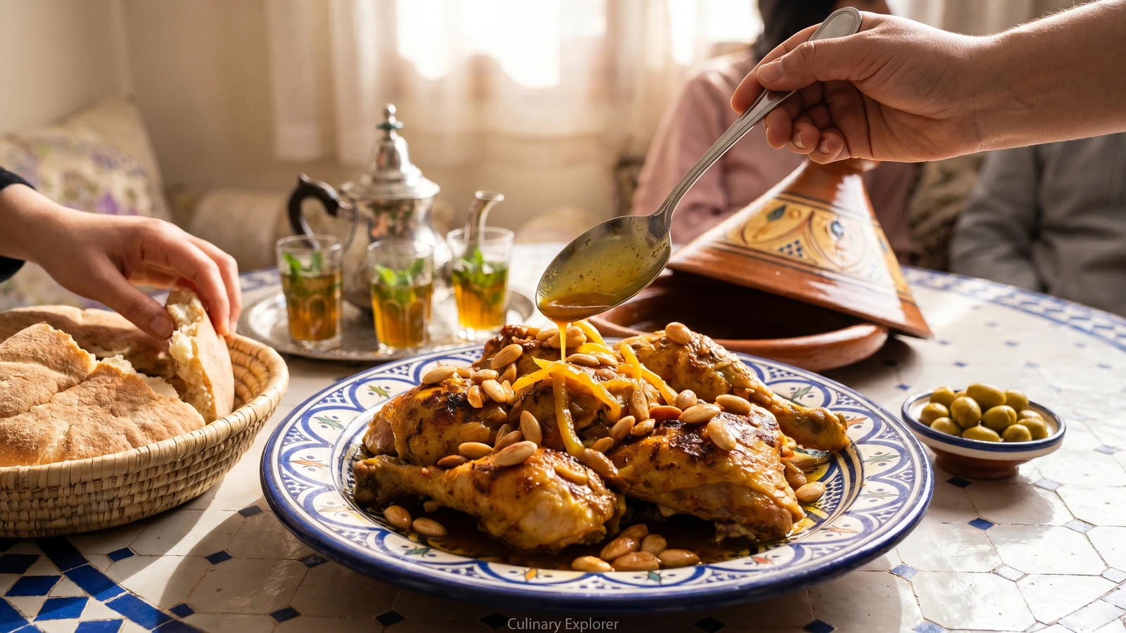 Poulet M'hammer aux Amandes (دجاج محمر)