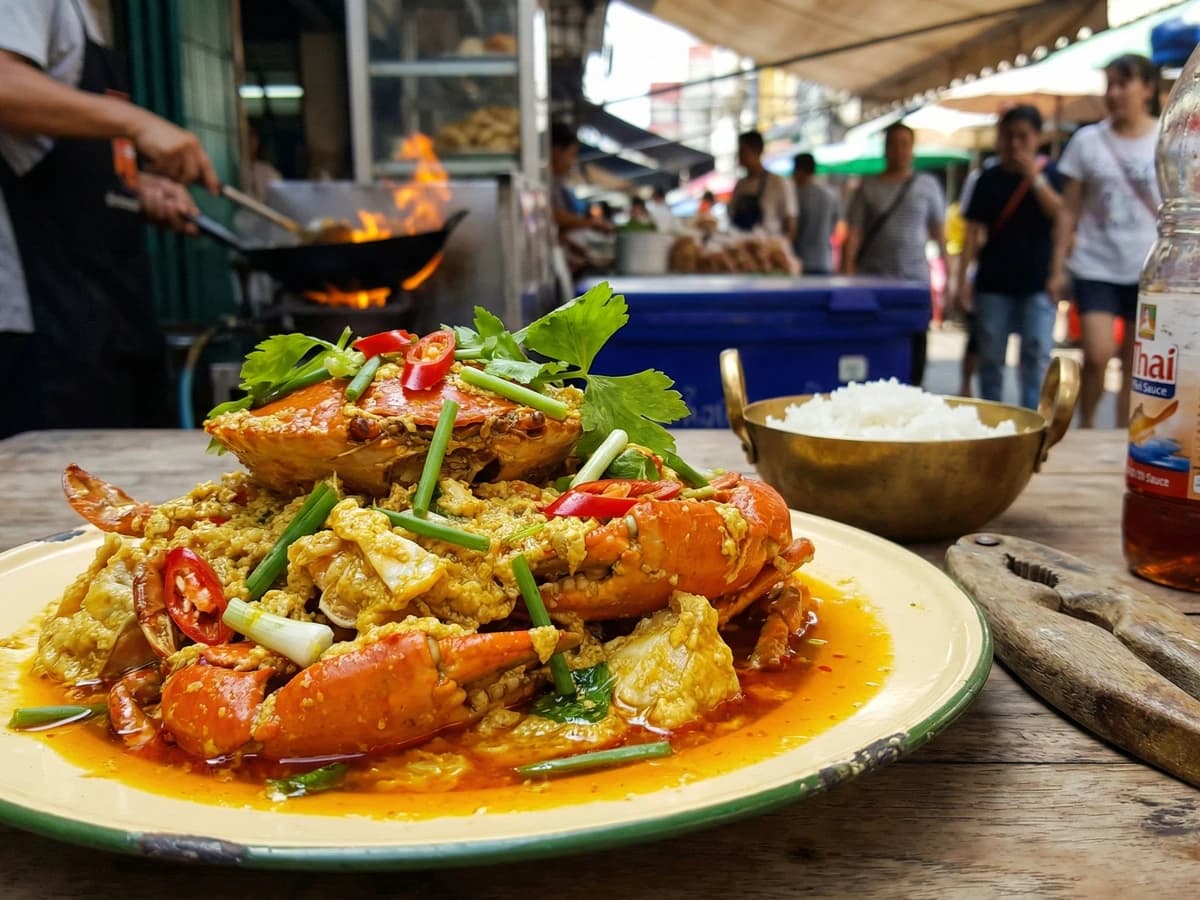 Crab in Curry Powder Sauce (Poo Pad Pong Kari) - Chef Fai