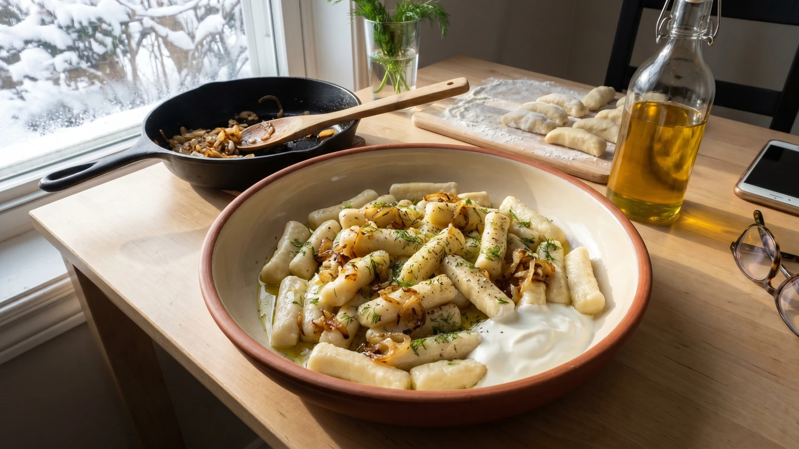 Paliushky (палюшки, lazy potato-curd dumplings)
