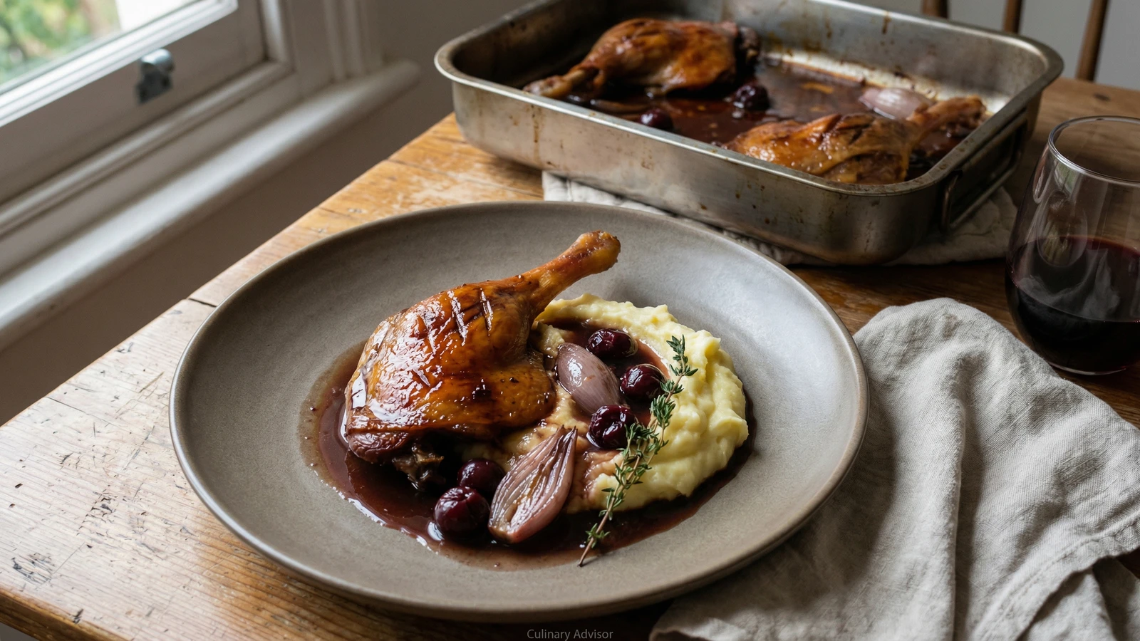 Slow-Roast Duck Legs with Port and Cherry Sauce
