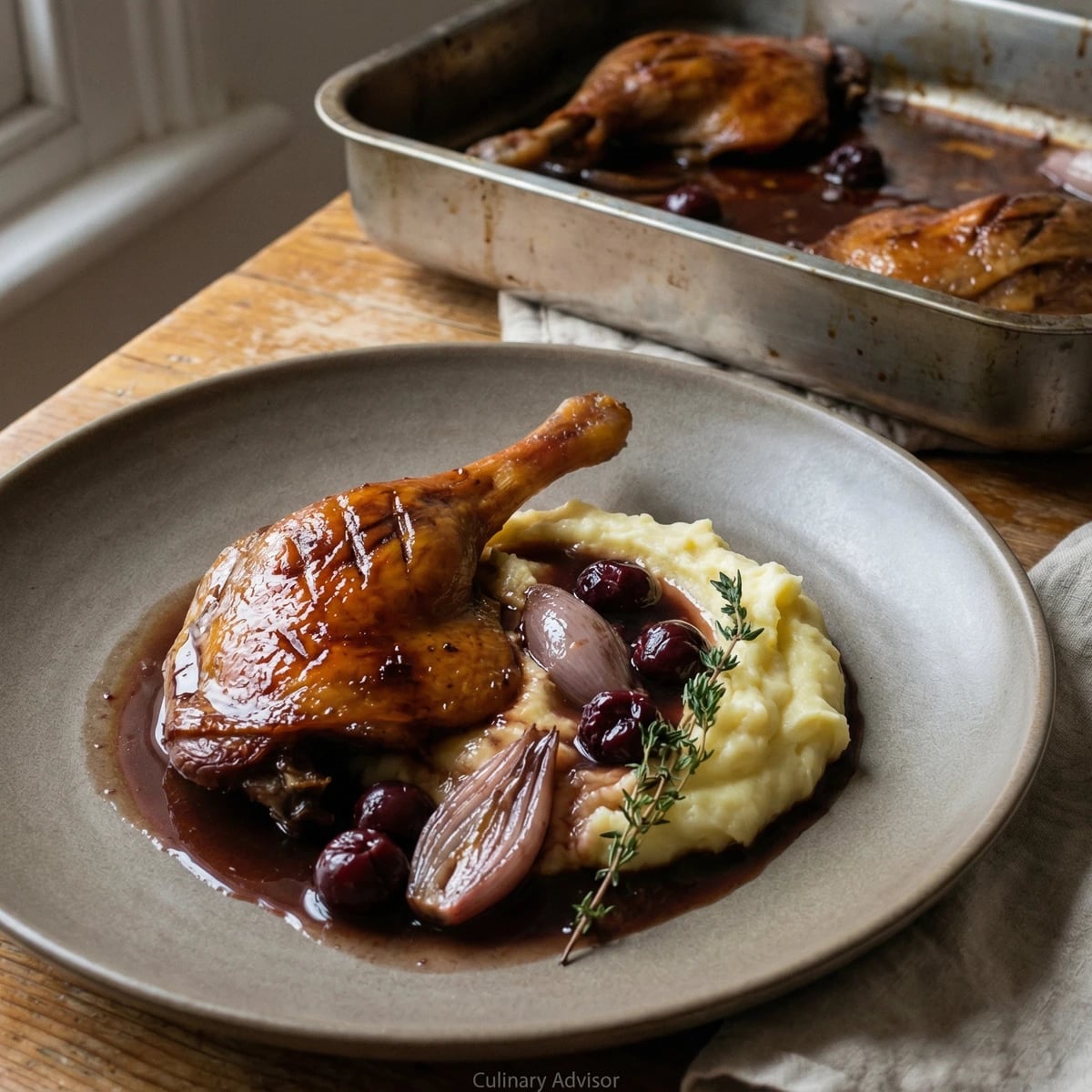 Slow-Roast Duck Legs with Port and Cherry Sauce