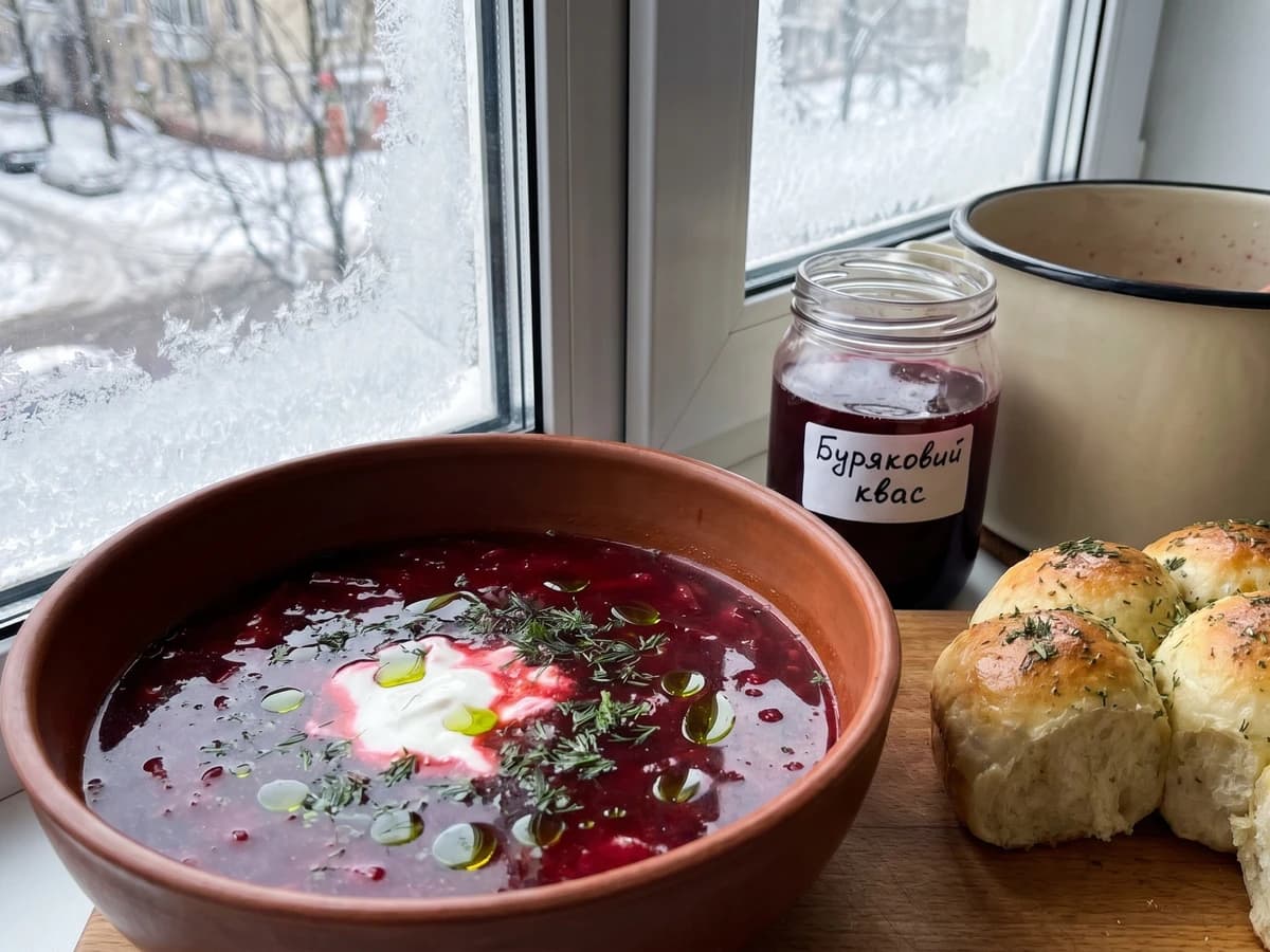 Borshch (борщ, red beet soup)