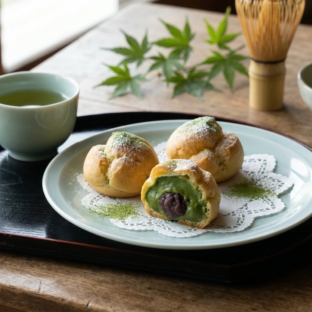 Matcha-Anko Shu Cream (抹茶あんこシュー)