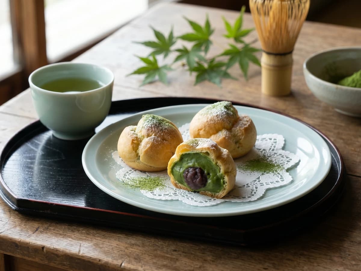 Matcha-Anko Shu Cream (抹茶あんこシュー) - Chef Takumi
