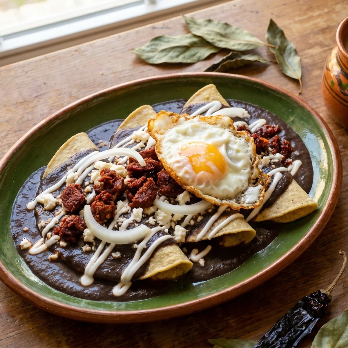 Enfrijoladas con Chorizo de Oaxaca