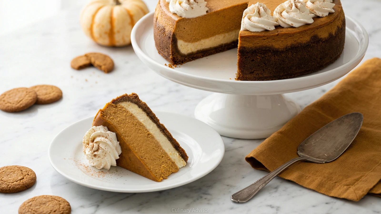 Pumpkin Cheesecake with Gingersnap Crust