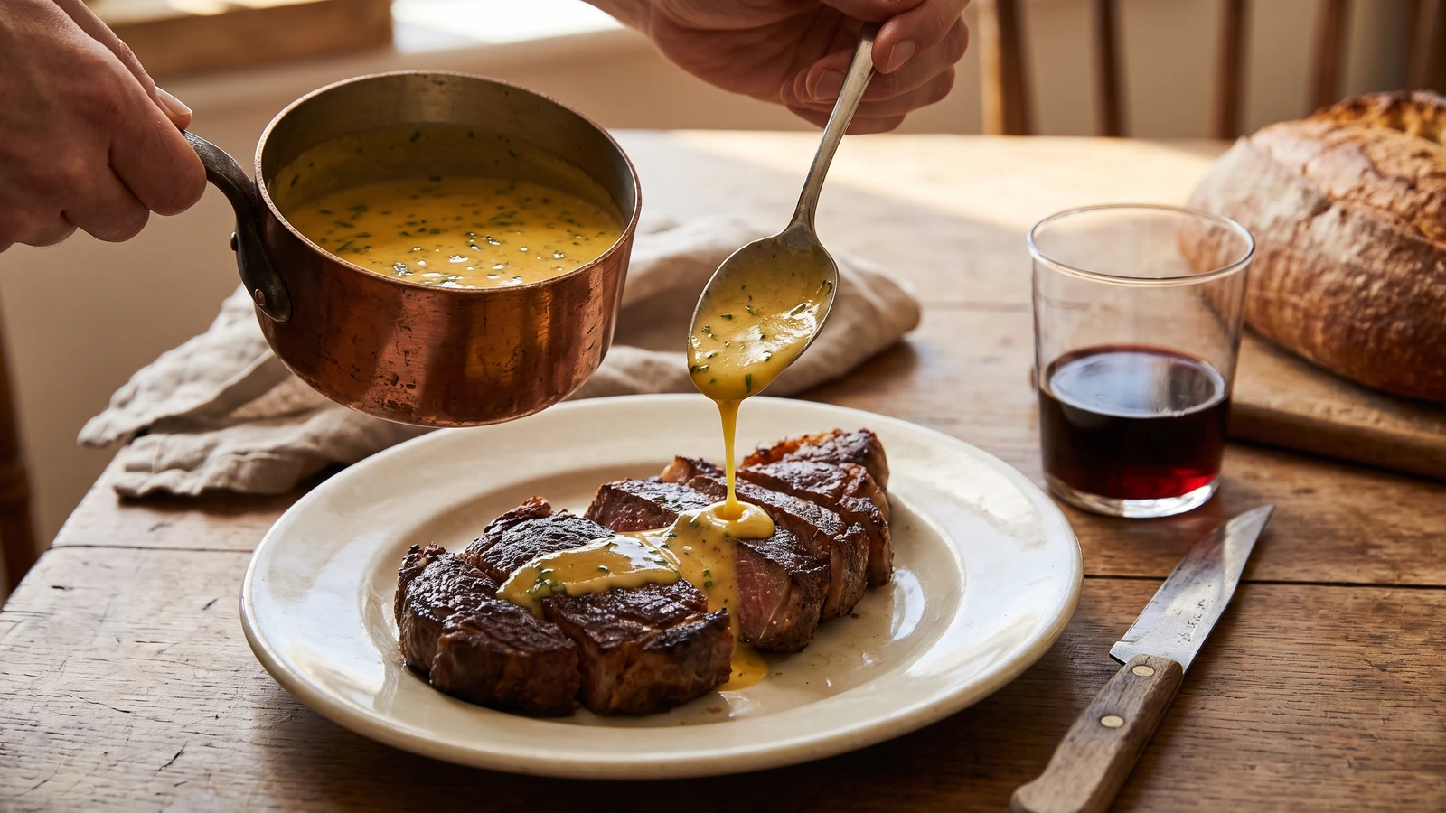 Foyot or Valois Sauce (Béarnaise with Meat Glaze)