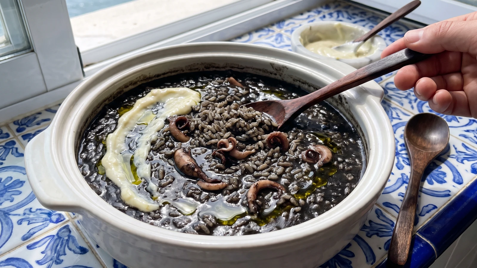 Arroz Negro Caldoso con Chipirones