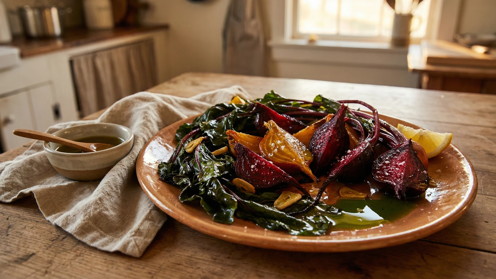 Wood-Fired Beets with Their Greens
