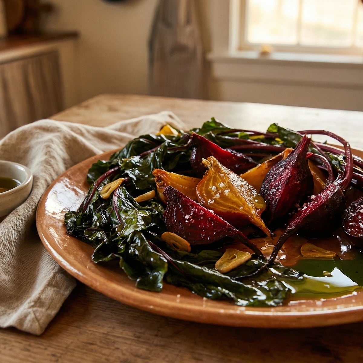 Wood-Fired Beets with Their Greens