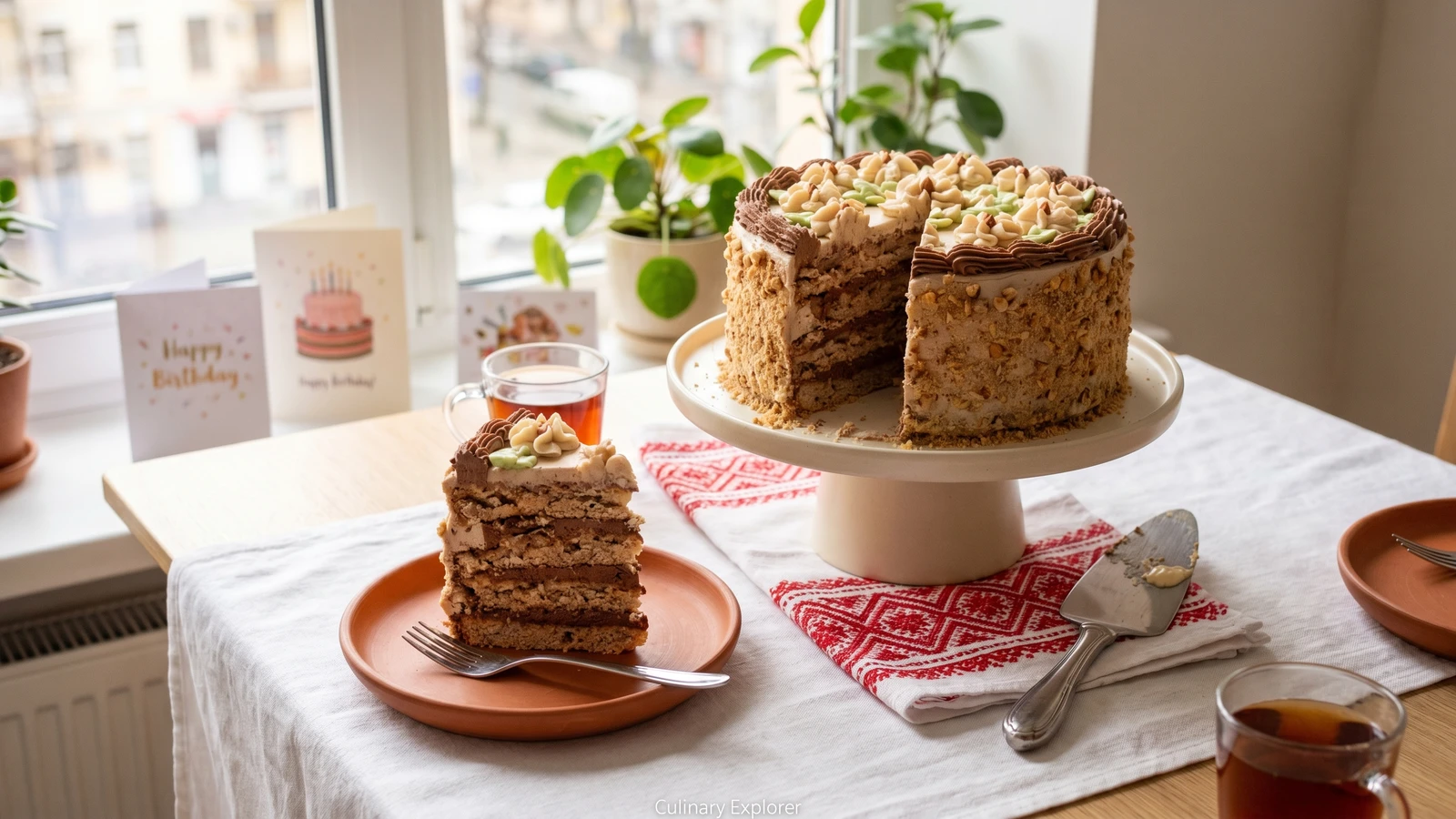 Kyivskyi Tort (київський торт, hazelnut meringue cake)