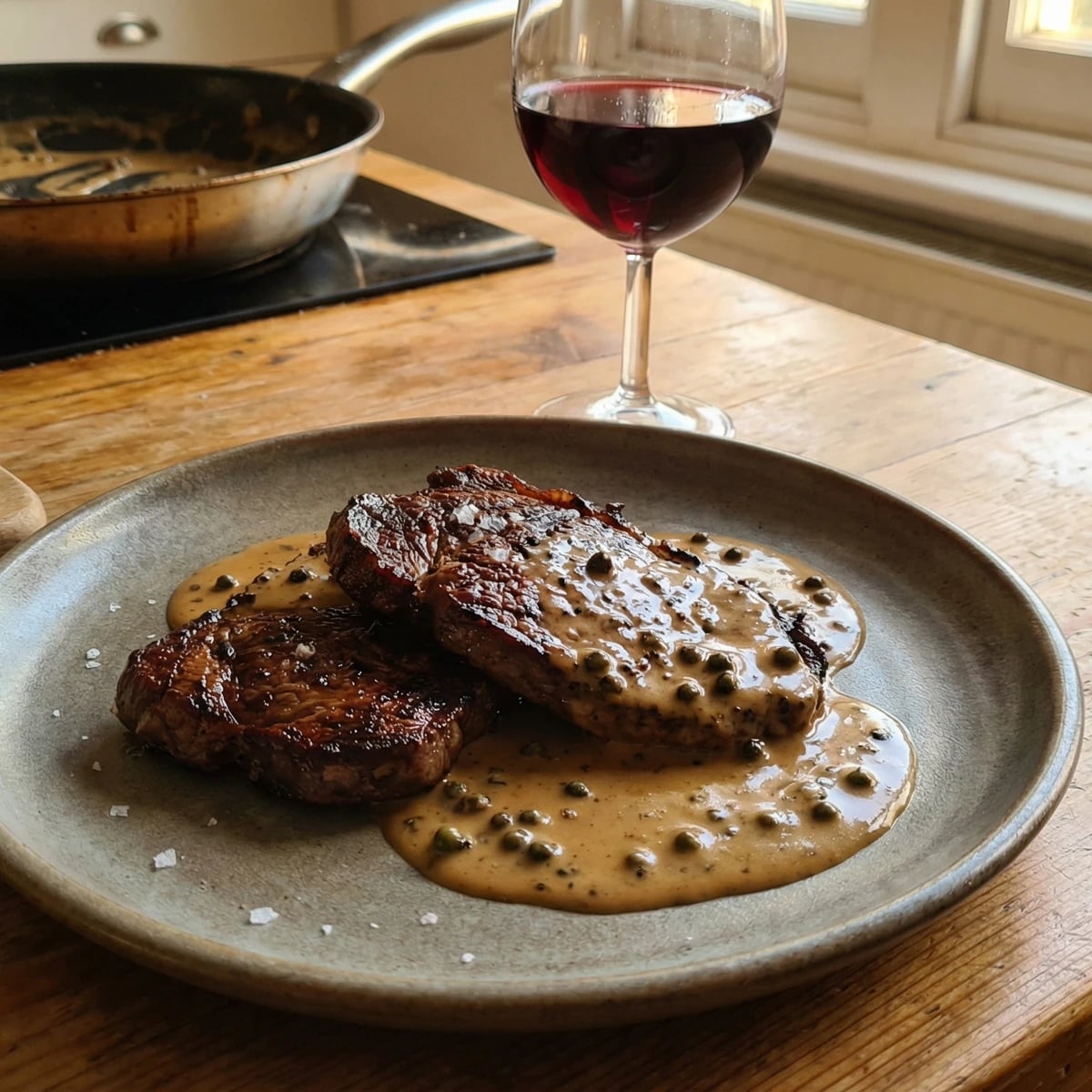 Minute Steak with Peppercorn Sauce