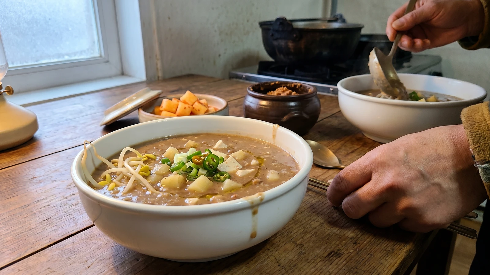 Memilguk-juk (메밀국죽, Gangwon Buckwheat Porridge)
