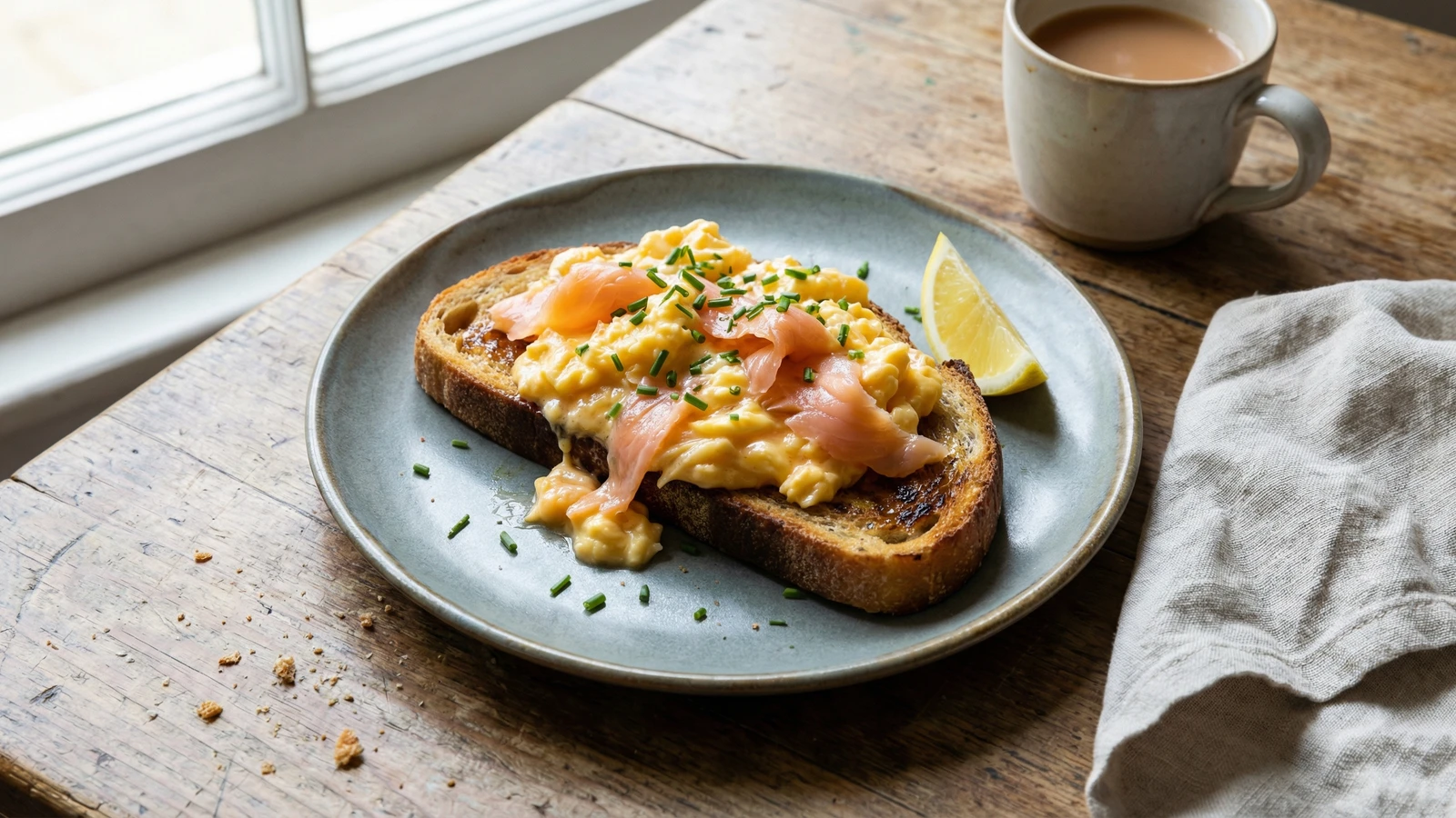 Smoked Salmon and Scrambled Eggs on Toast