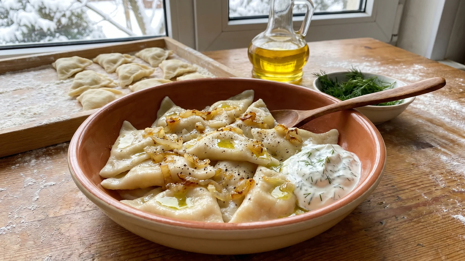 Varenyky z Kartopleyu ta Syrom (вареники з картоплею та сиром, potato and salty curd cheese dumplings)