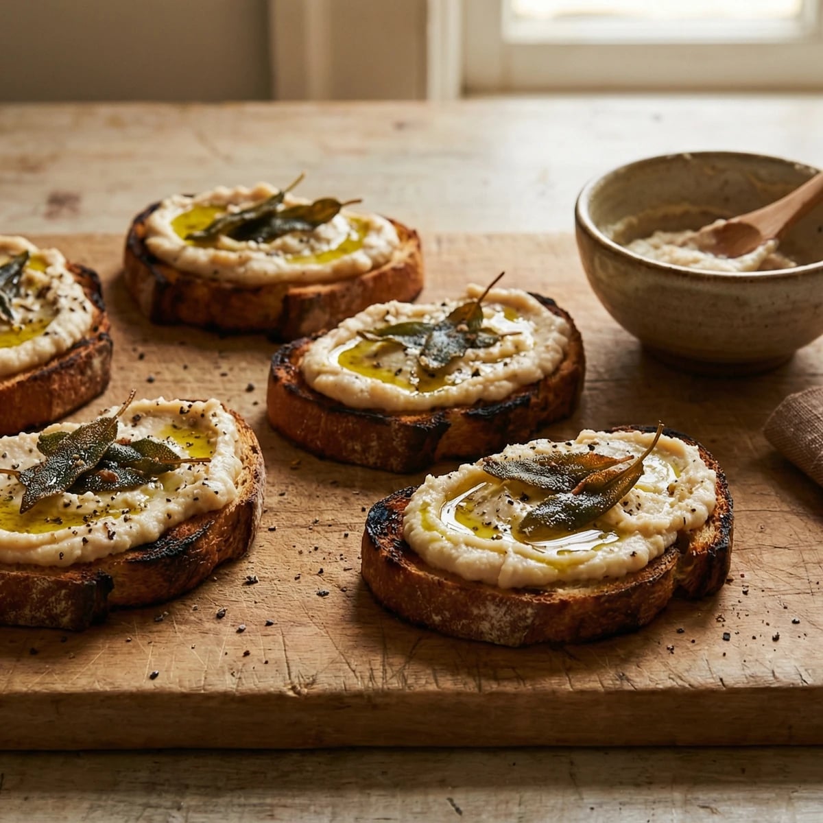 White Bean and Sage Crostini