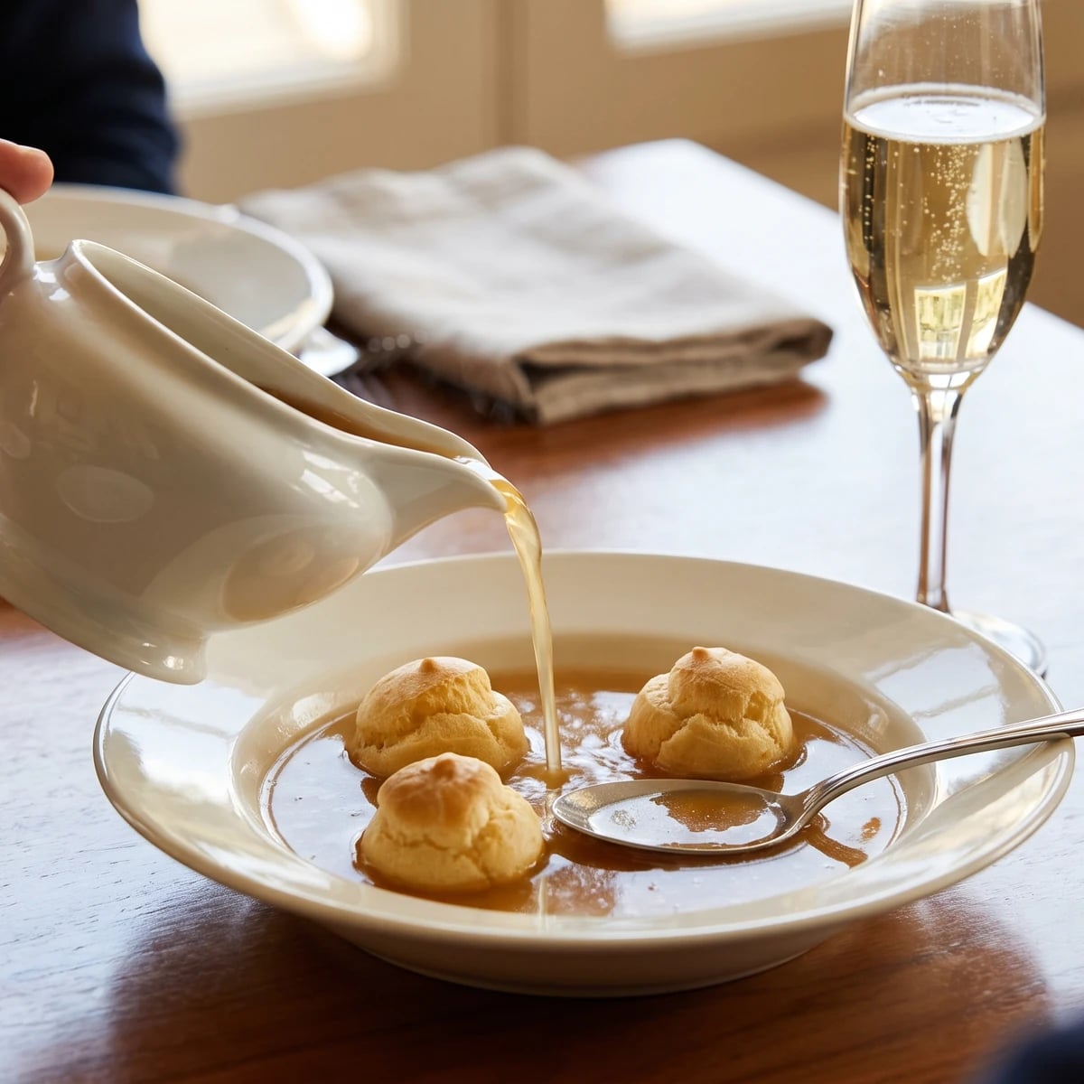 Consommé aux Profiterolles