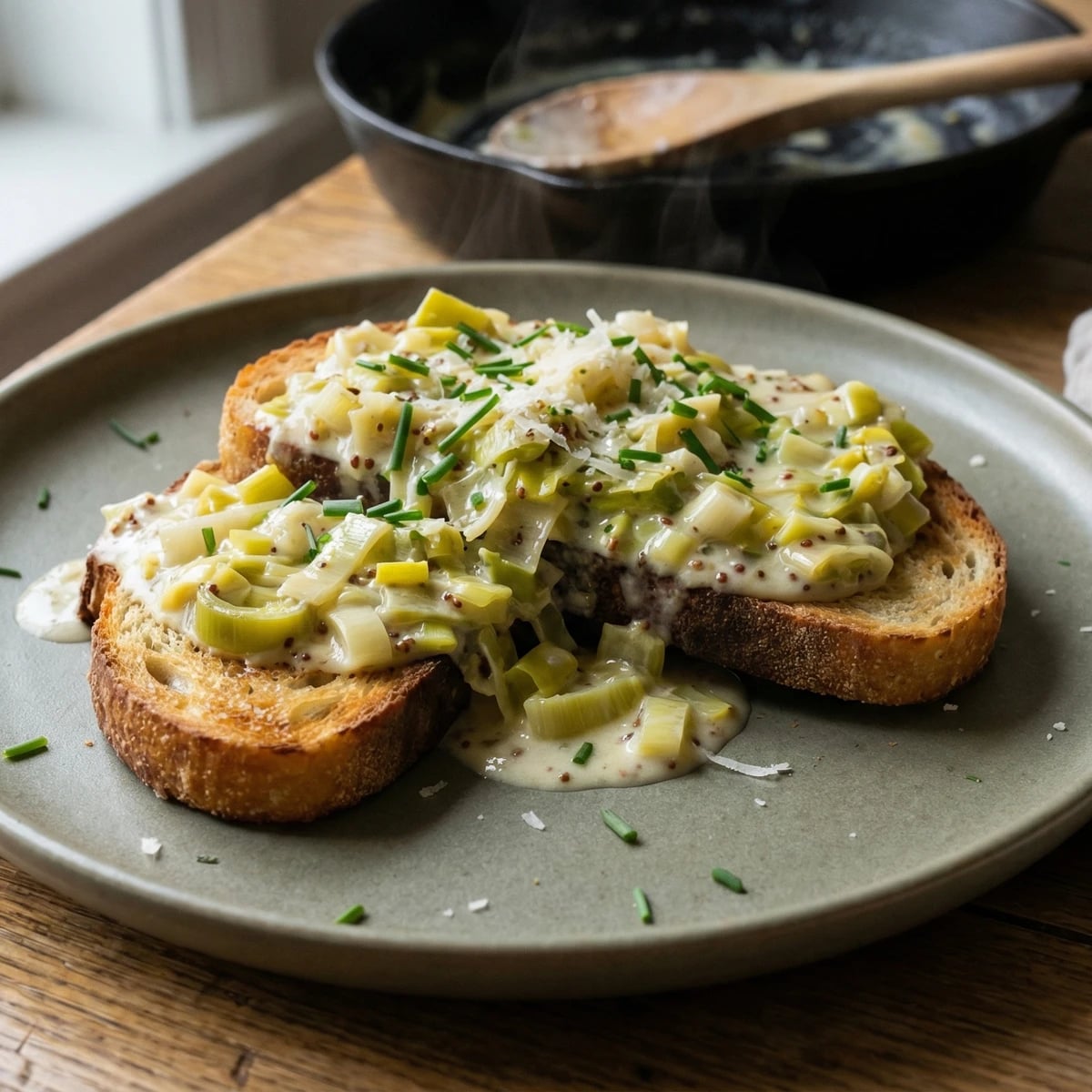 Creamed Leeks on Toast