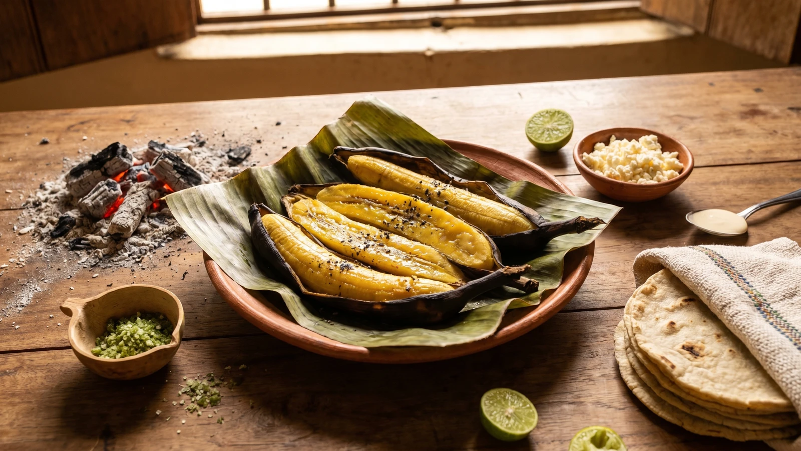 Tabasco Plantains Roasted in Embers (Al Rescoldo)