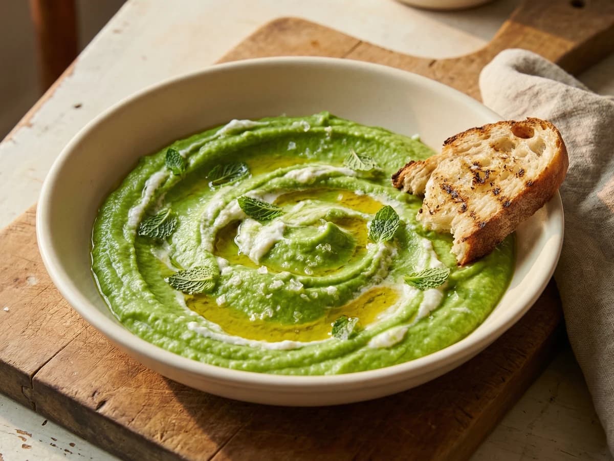 Garden Pea Puree with Mint and Ricotta - Chef Ally