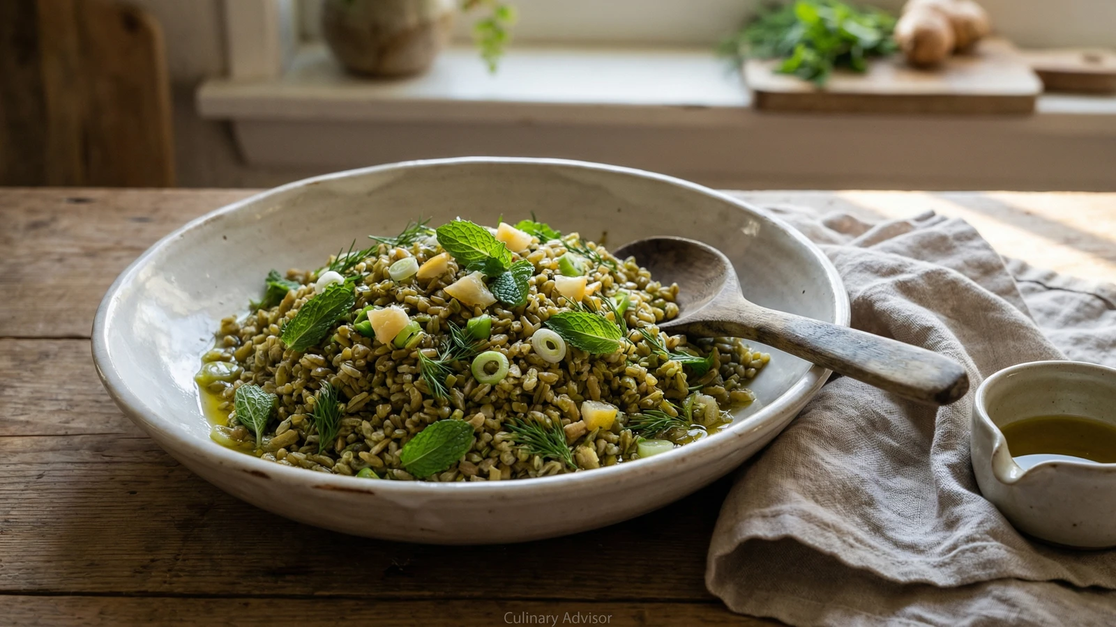 Freekeh with Herbs and Preserved Lemon