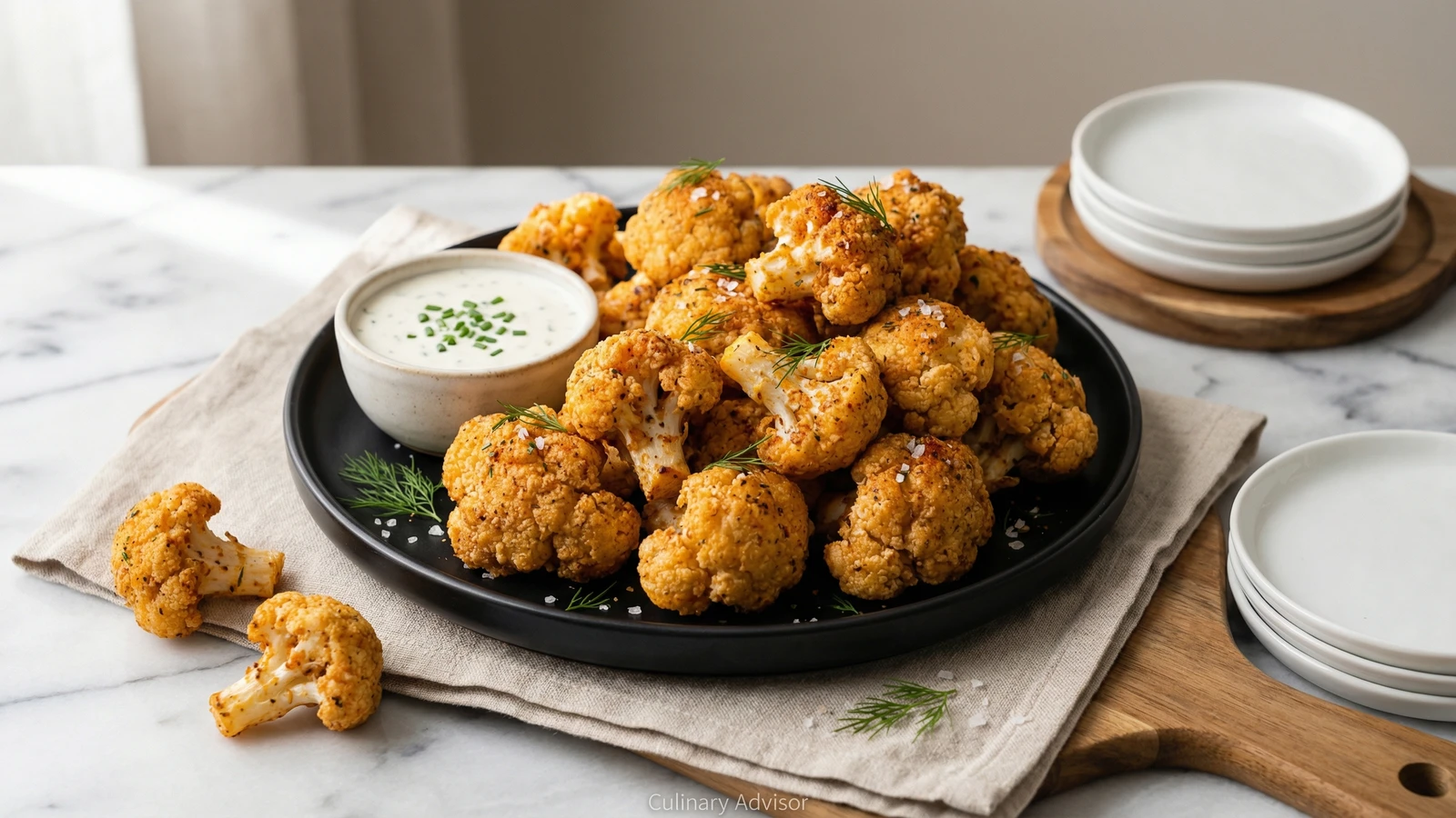 Crispy Cauliflower Bites with Ranch