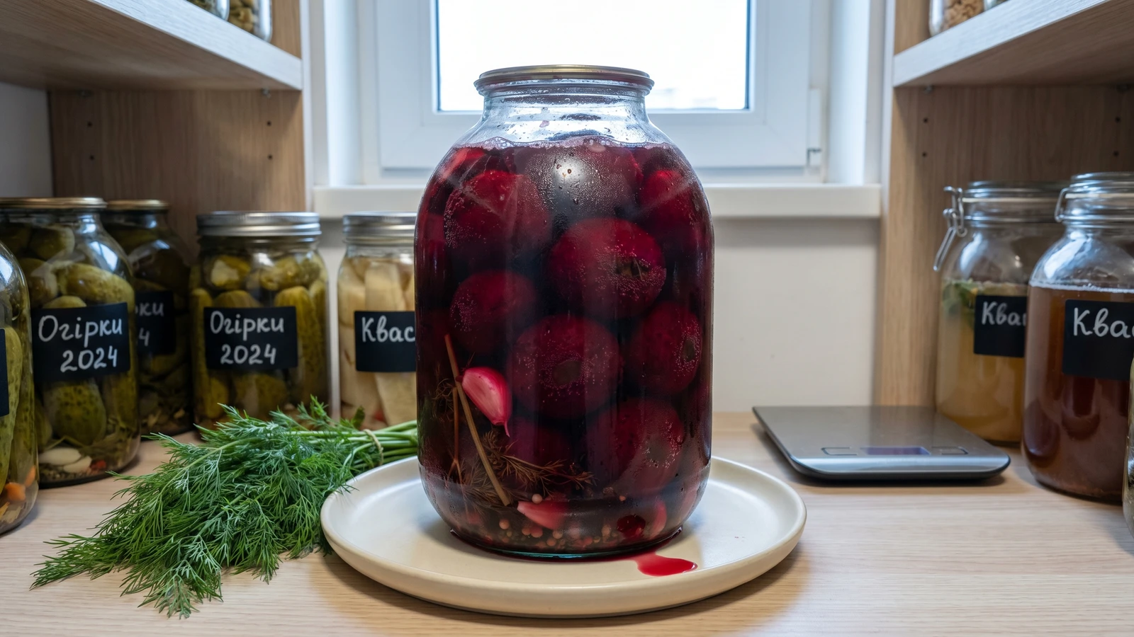 Kvashenyi Buryak (квашений буряк, fermented whole beets)