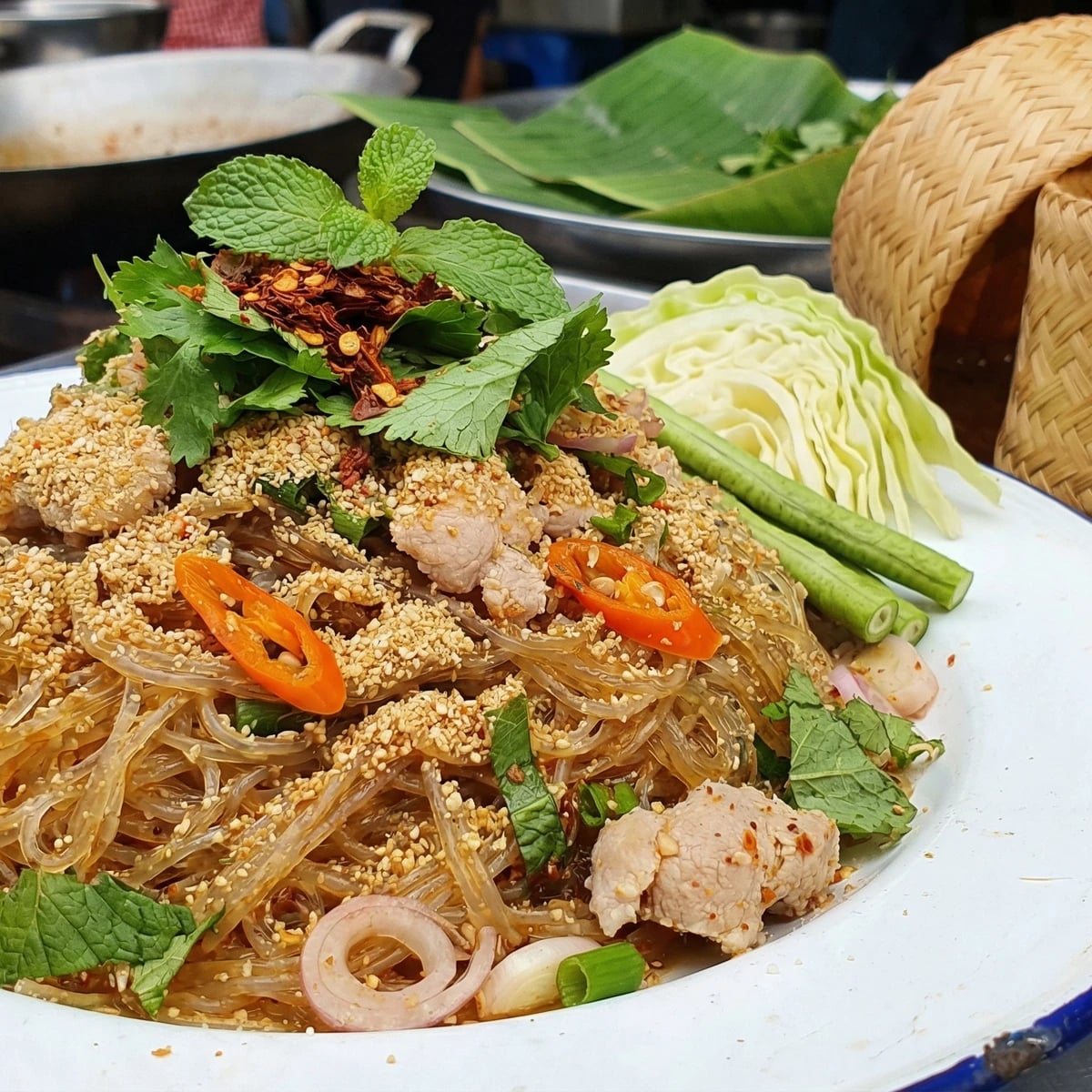 Isan Glass Noodle Larb (Larb Wun Sen)