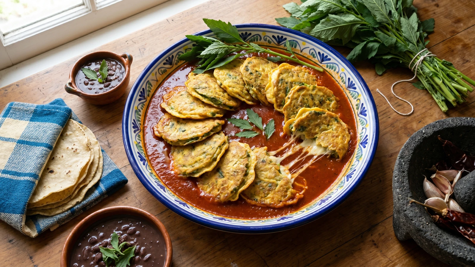 Tortitas de Huauzontle en Caldillo