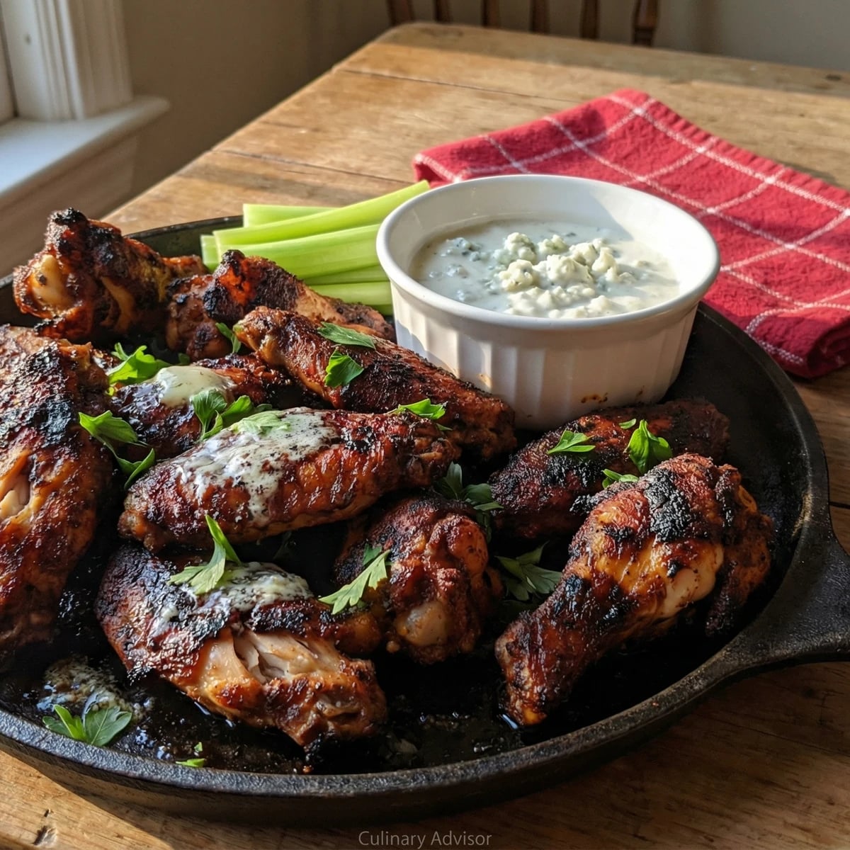 Blackened Wings with Blue Cheese