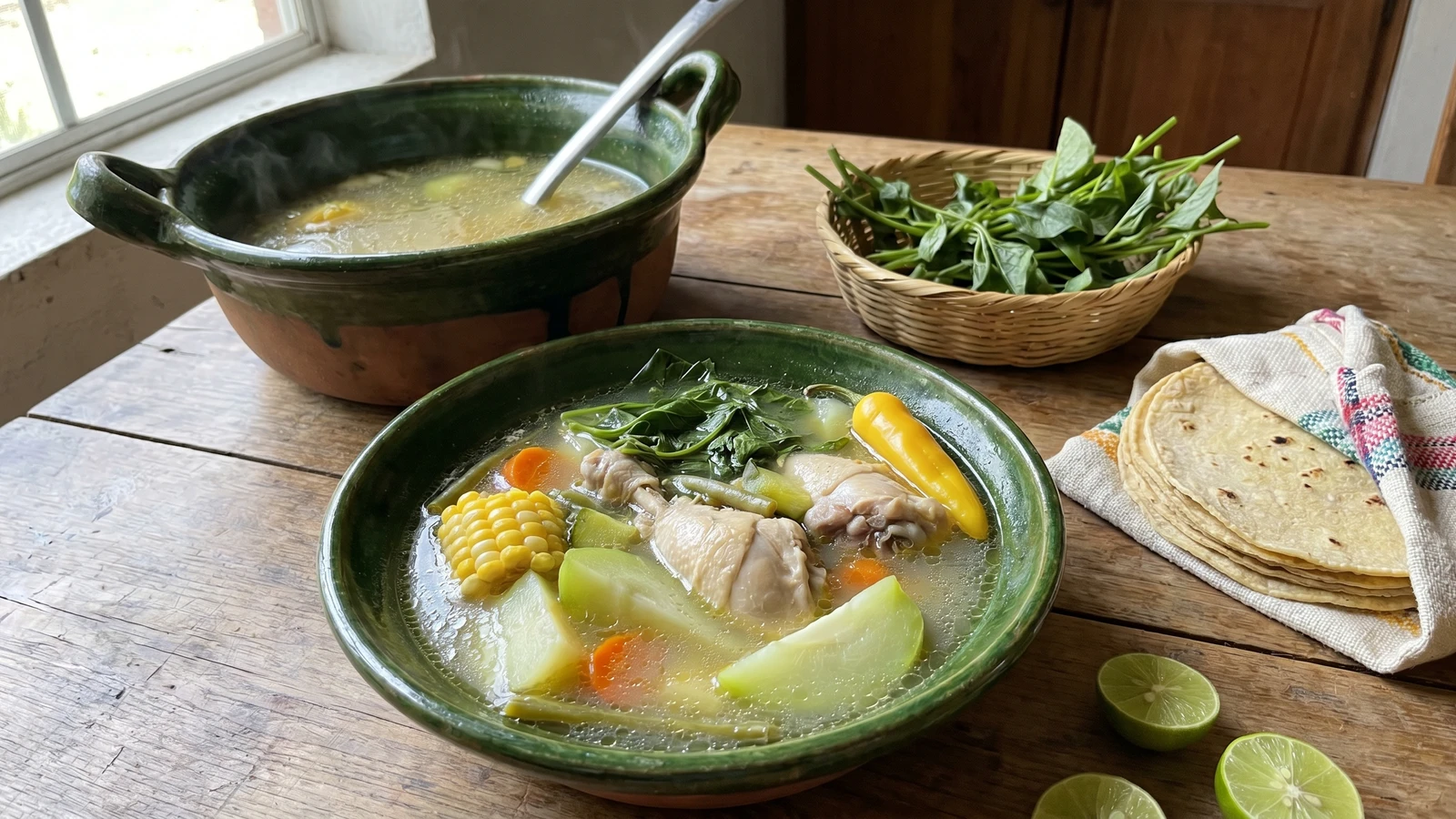 Caldo de Pollo P'urhépecha con Nurite