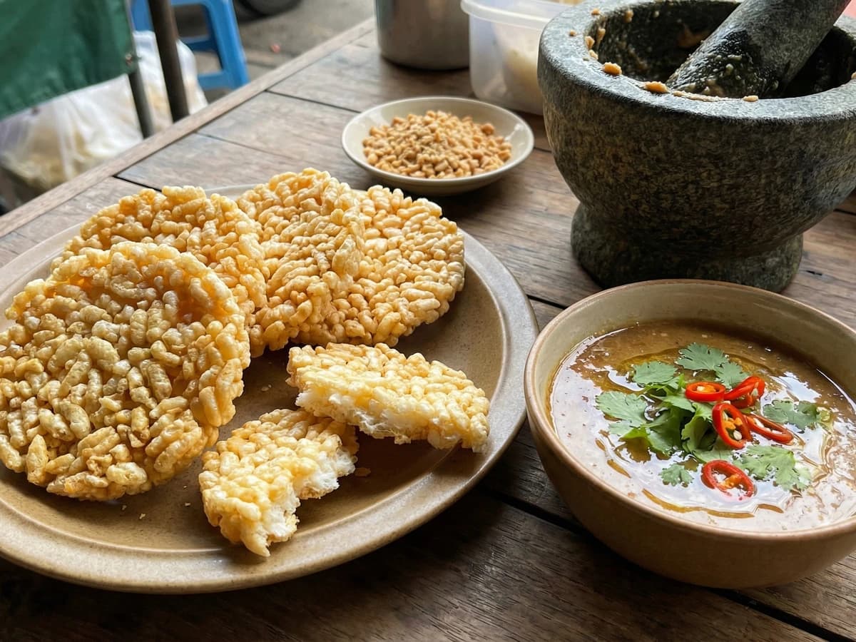Crispy Rice with Coconut Dip (Khao Tang Na Tang) - Chef Fai