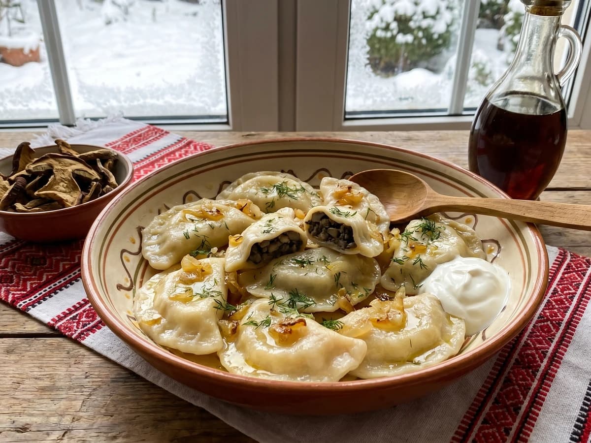Varenyky z Hrybamy (вареники з грибами, mushroom dumplings) - Chef Lesia