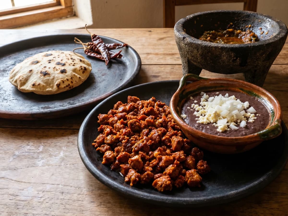 Chorizo de Comitán con Frijol Refrito