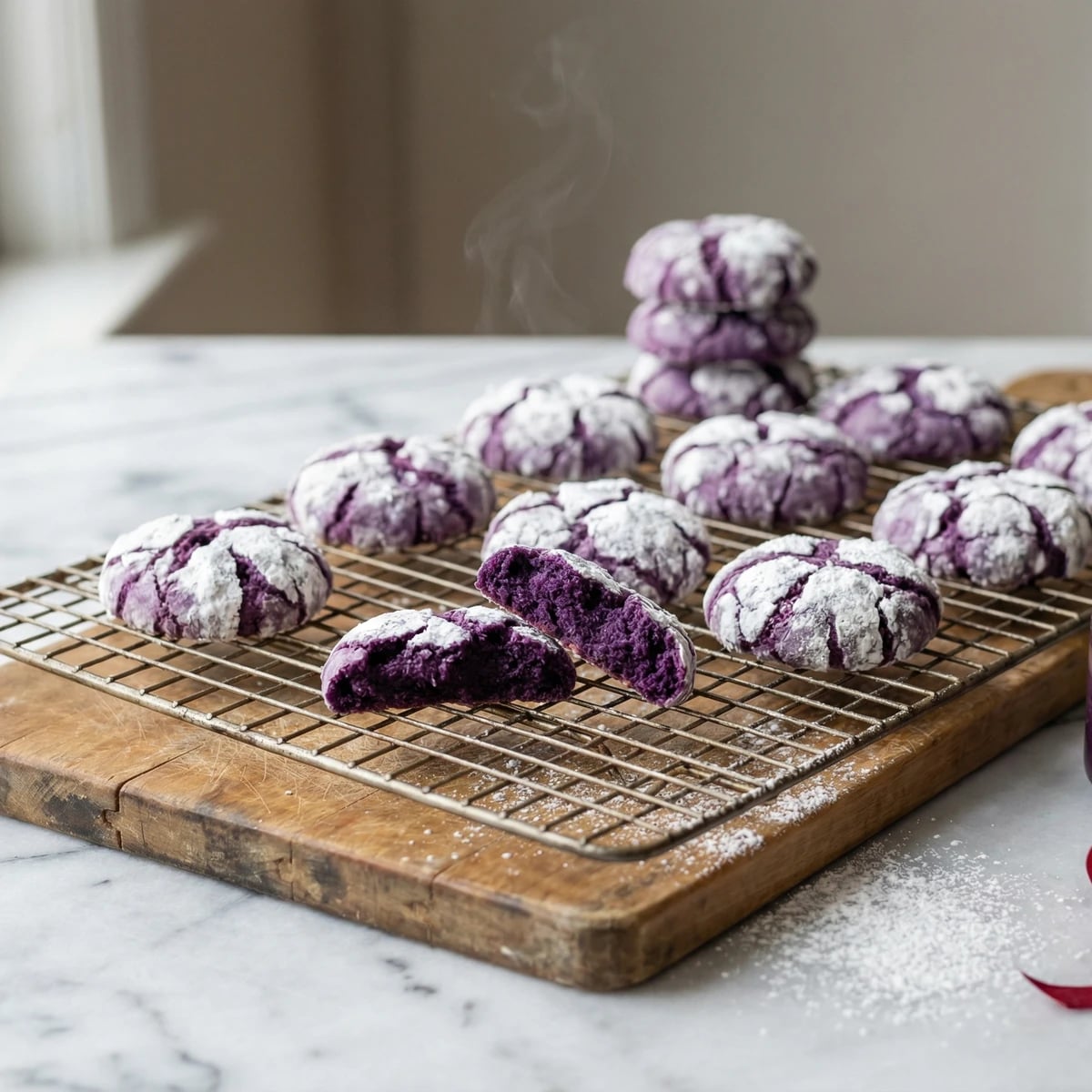 Ube Crinkle Cookies