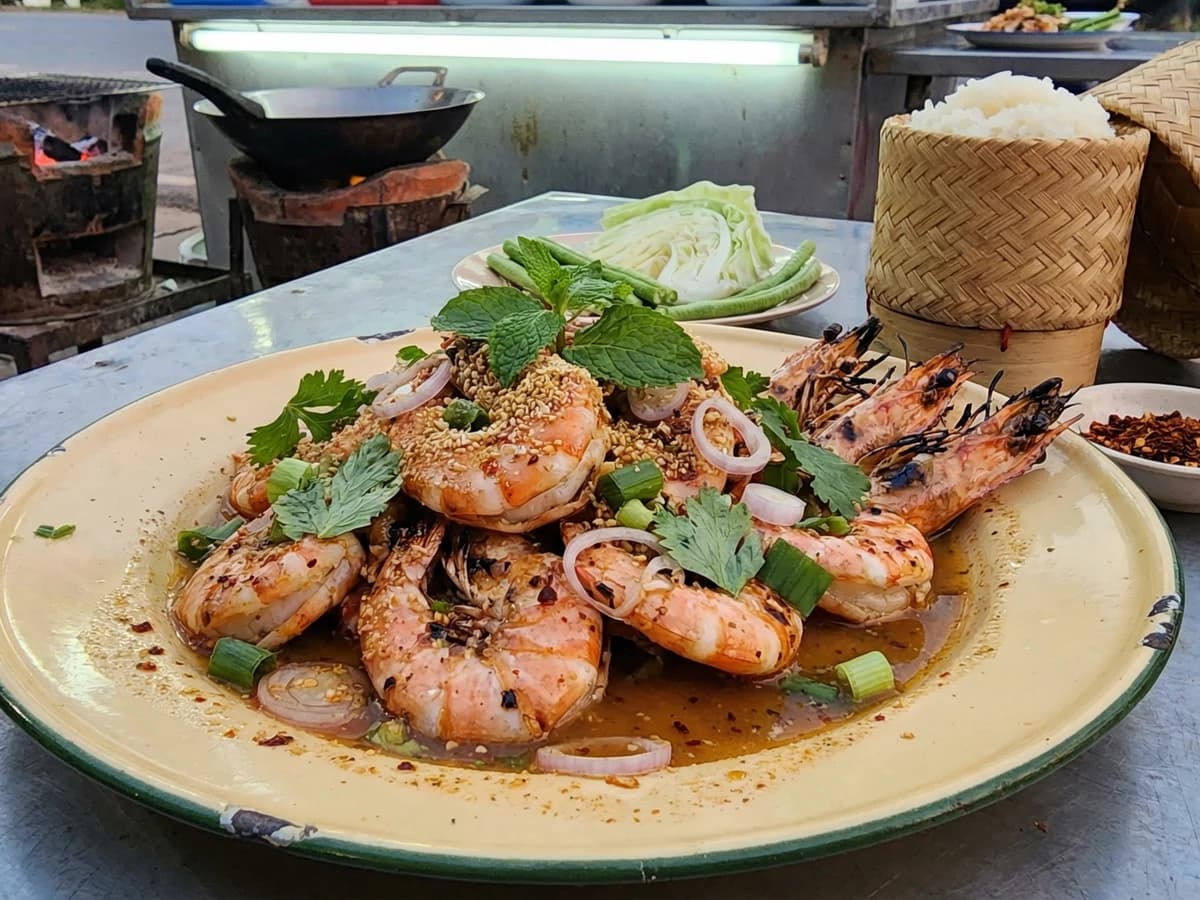 Grilled Shrimp Waterfall Salad (Nam Tok Kung)