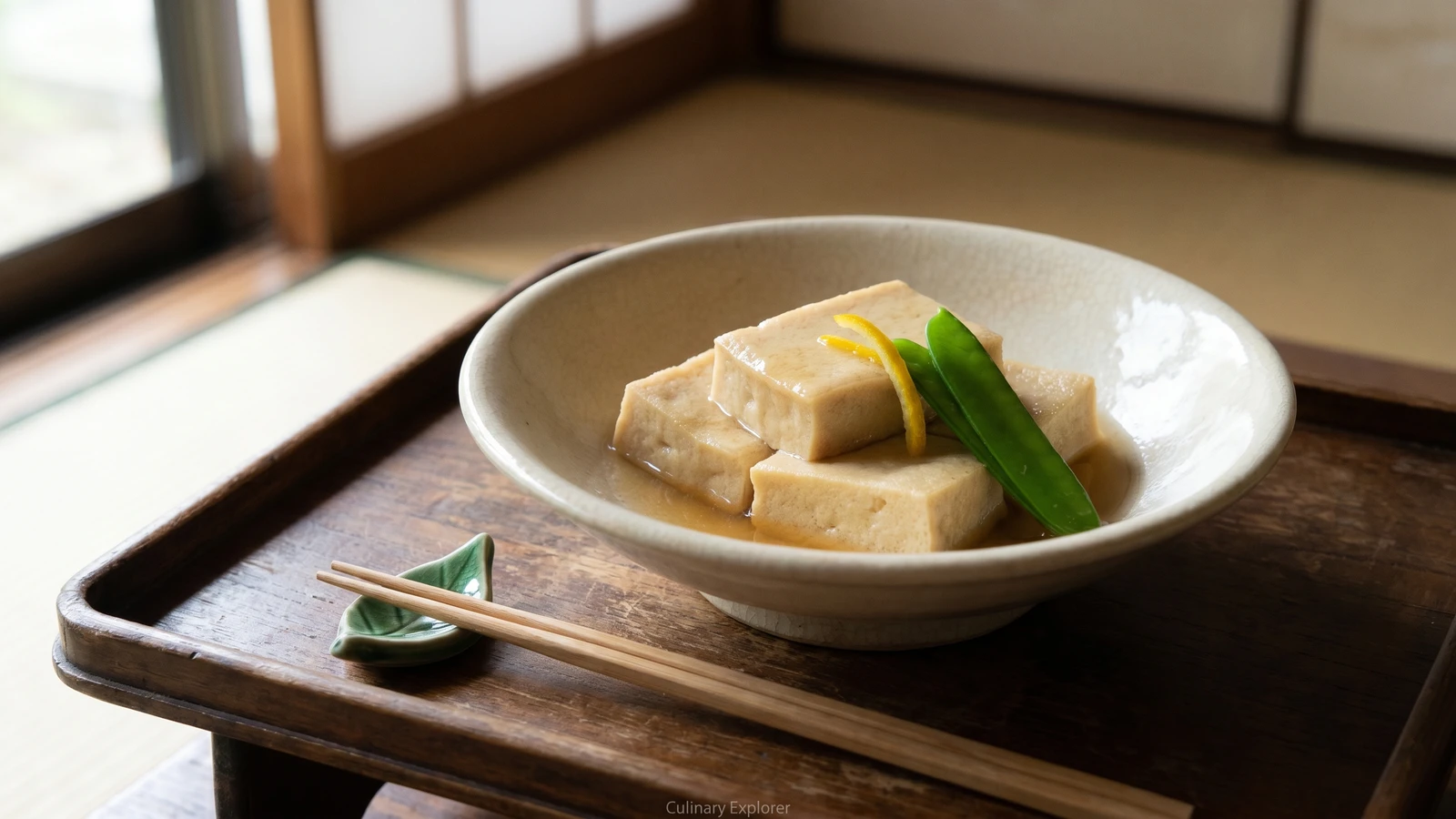 Simmered Koya Tofu (高野豆腐の含め煮, Kōya-dōfu no Fukumeni)