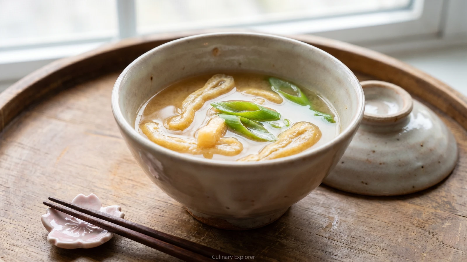 Scallion and Fried Tofu Miso Soup (ねぎと油揚げの味噌汁, Negi to Aburaage no Misoshiru)