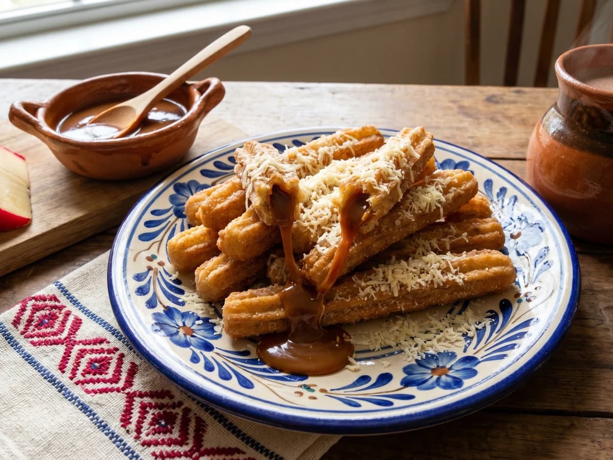 Churros Rellenos de Cajeta y Queso de Bola - Chef Lupita