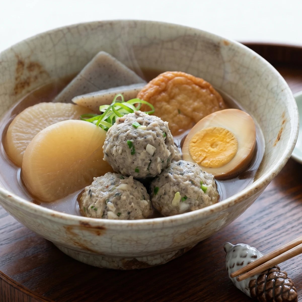 Tsumire Oden (つみれおでん, sardine fish ball stew)