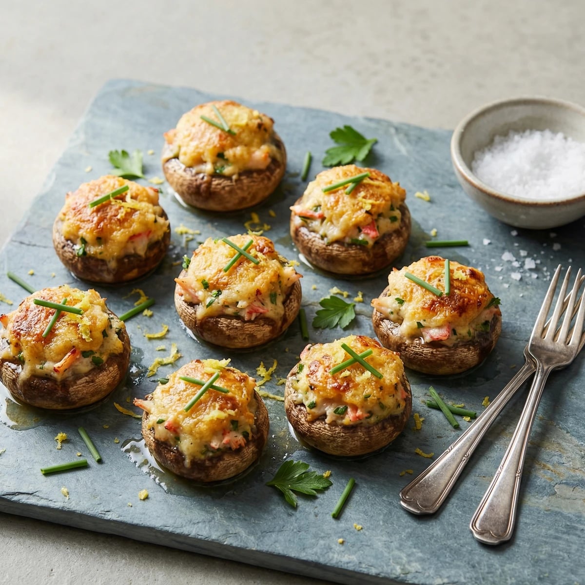 Crab and Shrimp Stuffed Mushrooms