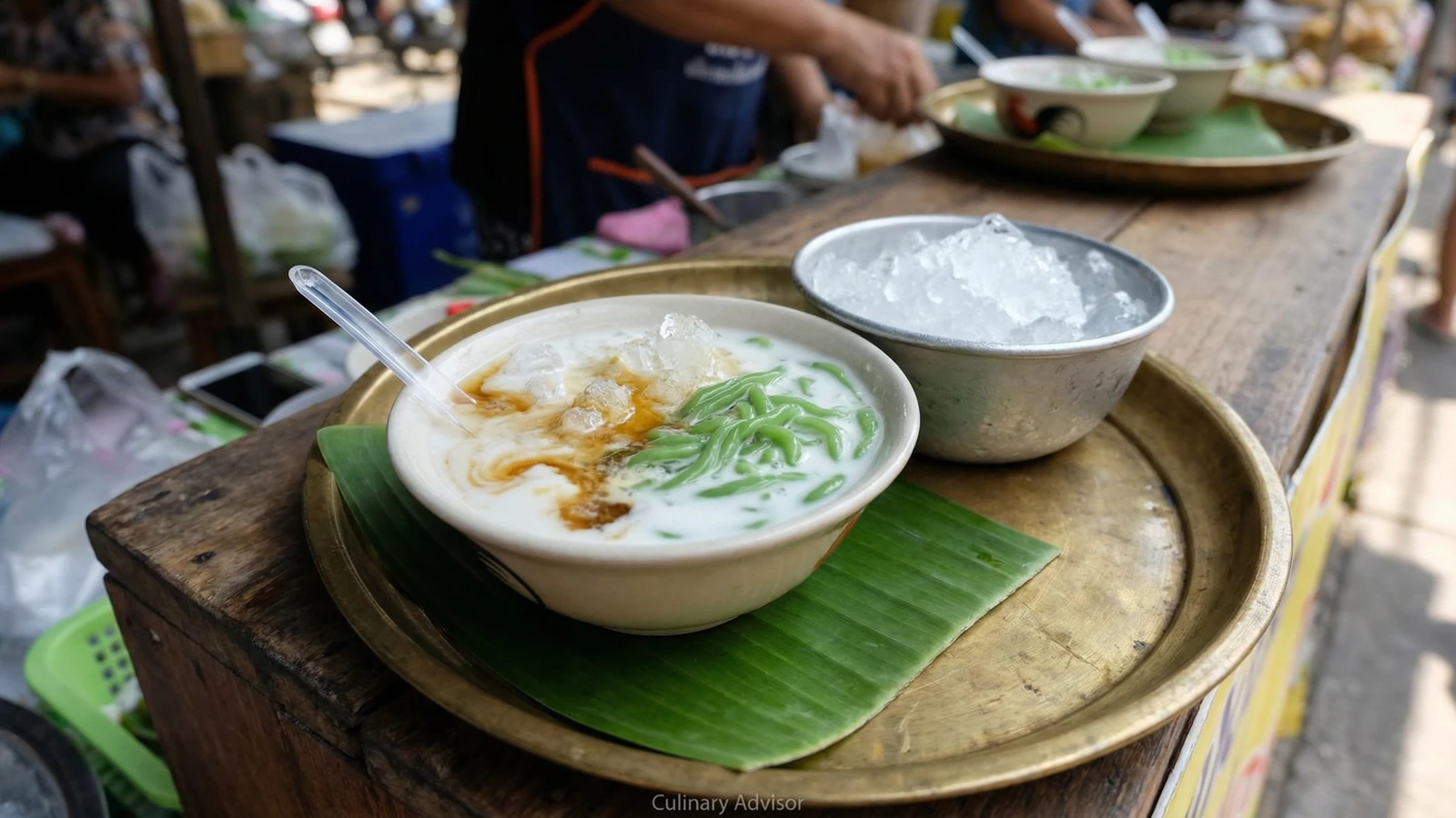 Pandan Noodles in Coconut Milk (Lod Chong Nam Kathi)