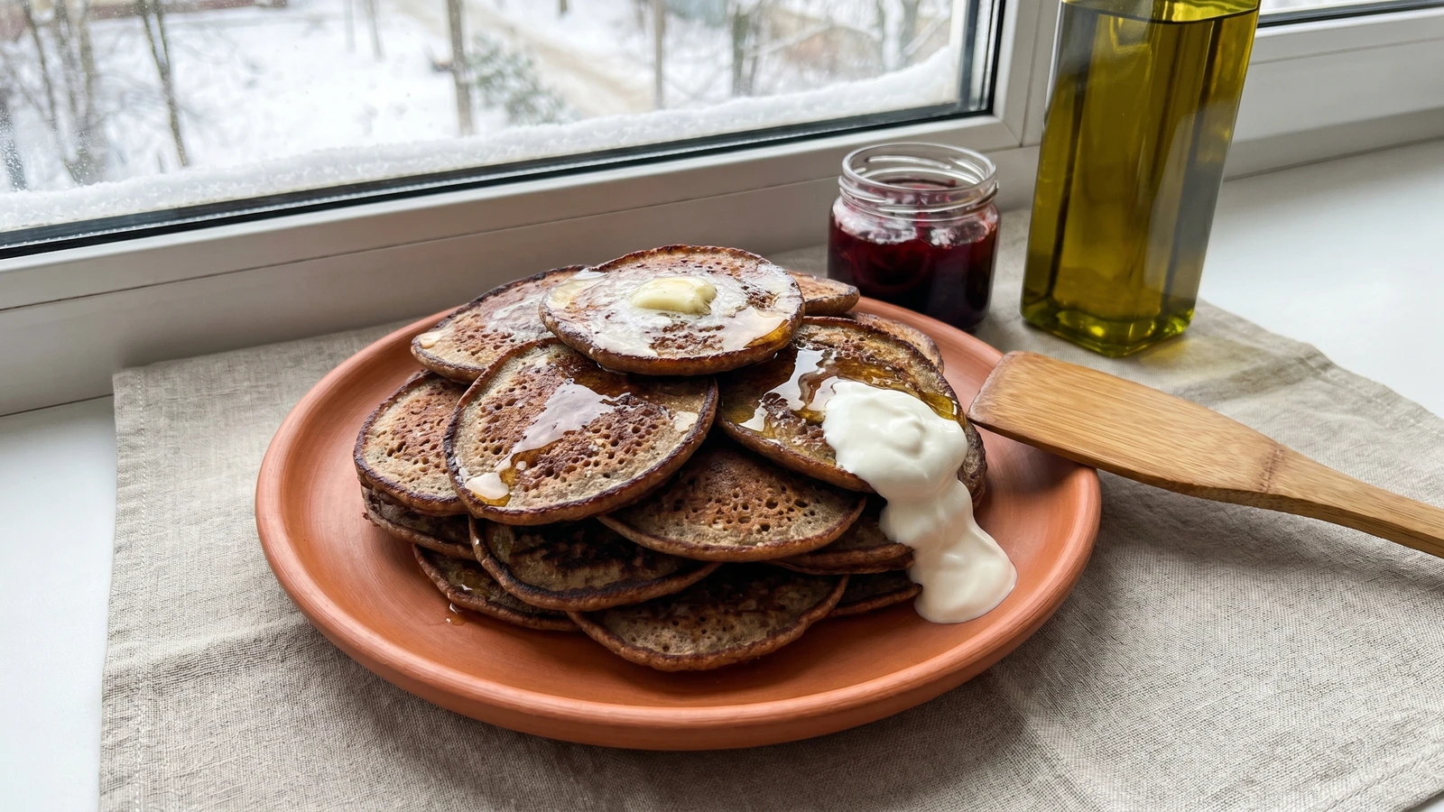 Hrechanyky (гречаники, buckwheat pancakes)
