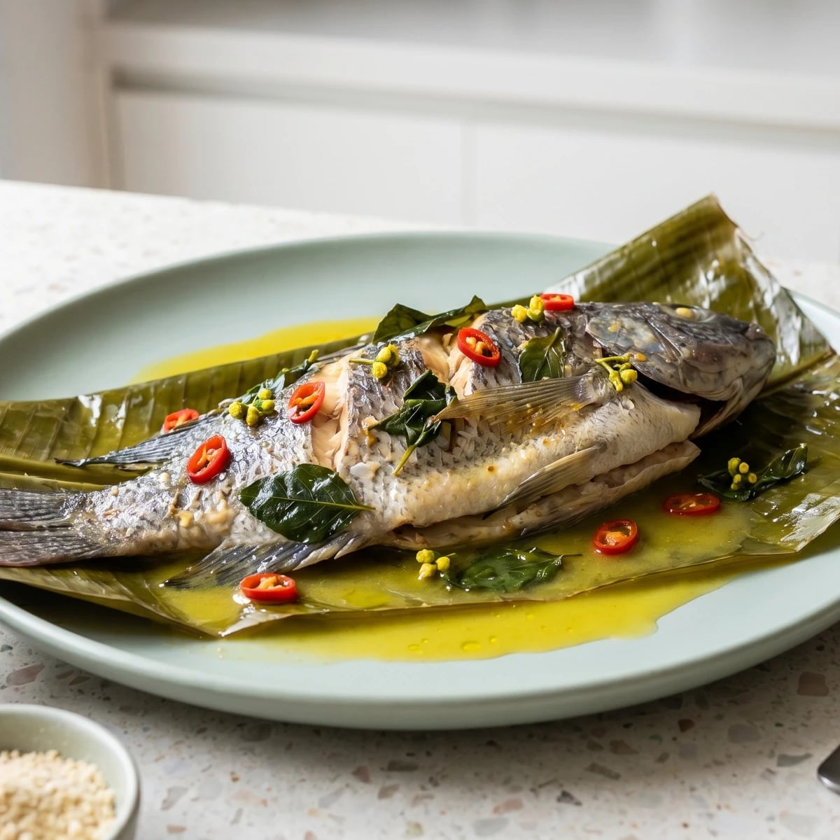 Peixe Assado na Folha de Bananeira