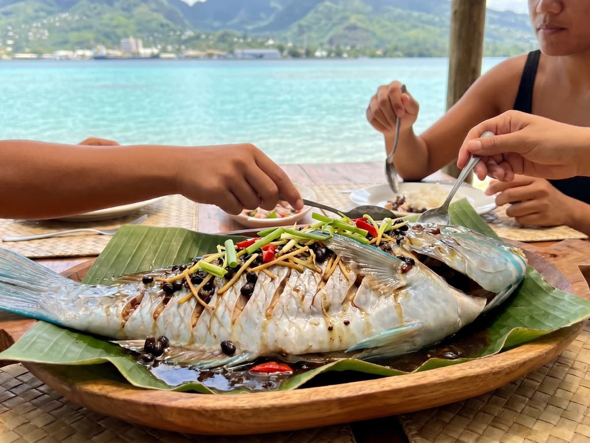 Poisson au Black Bean (Tahitian-Chinese Steamed Parrotfish) - Chef Makoa