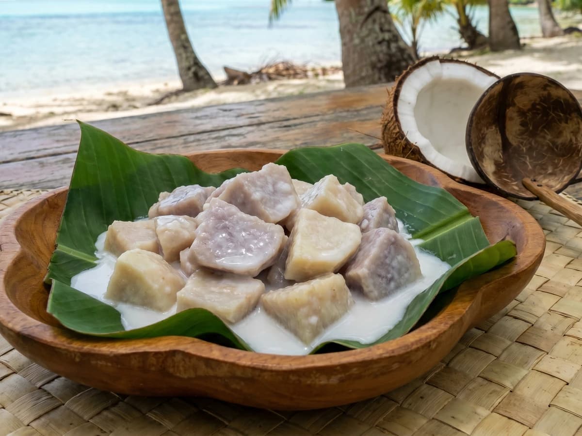 Taro au Lait de Coco (Tahitian Taro in Coconut Milk) - Chef Makoa