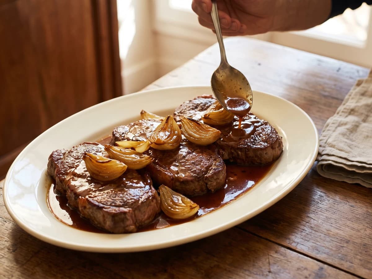 Stewed Steaks and Onions - Chef Juliette